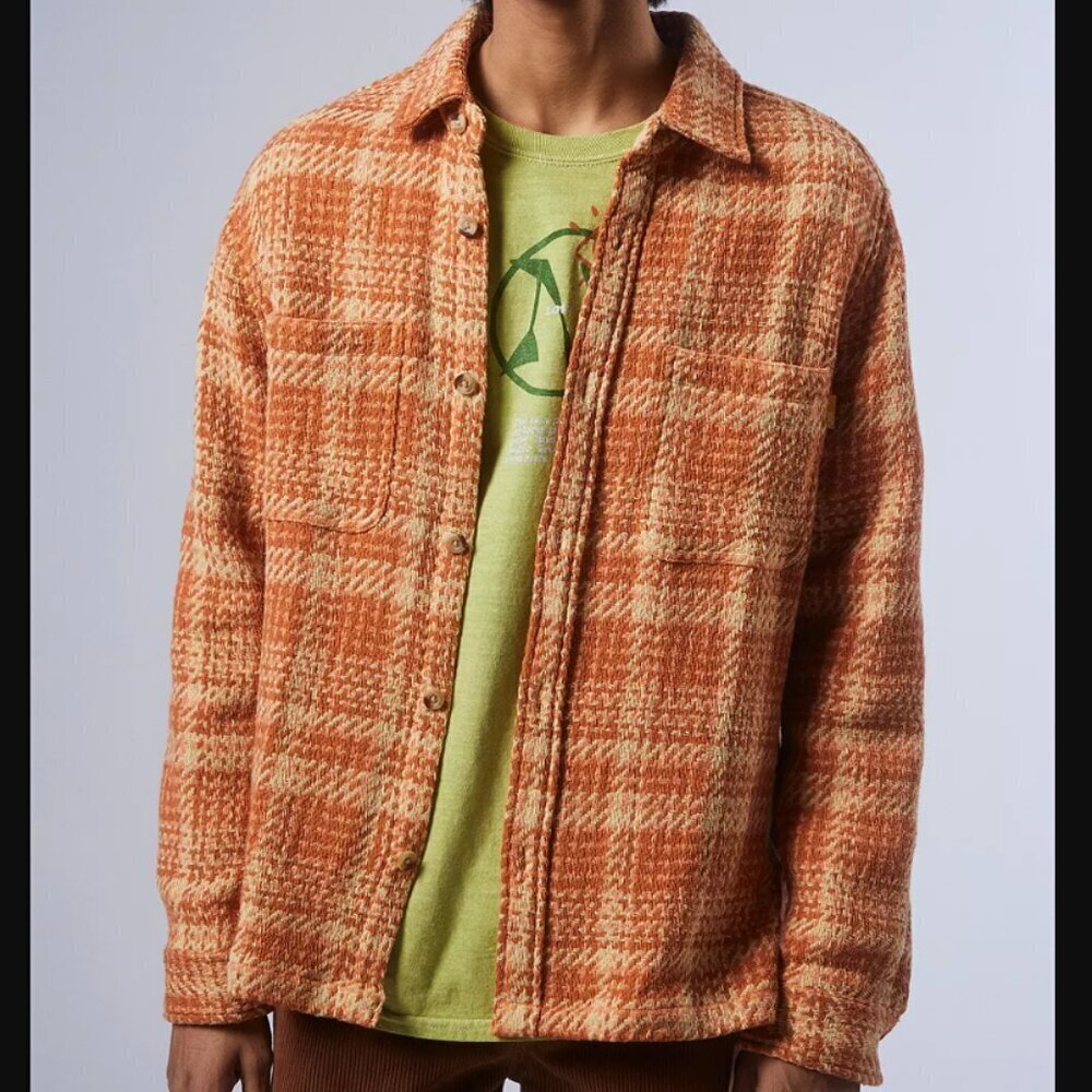 Urban Outfitters Exploded Twill Cotton Plaid Button Work Shacket SZ L